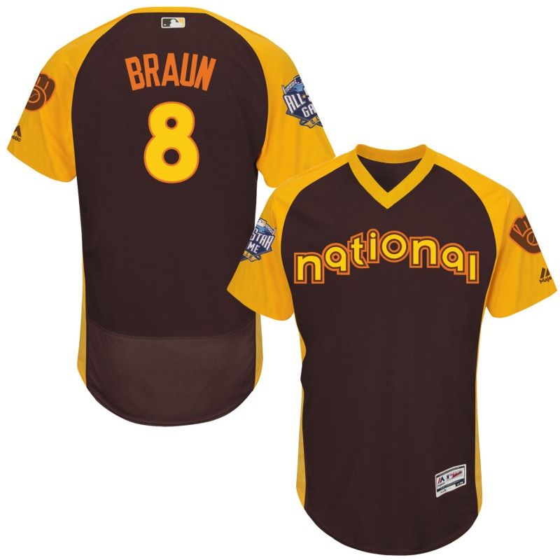 Cheap Ryan Braun Brewers Jersey From China Brown 2016 ALL STAR #8 in Men Women Youth Size