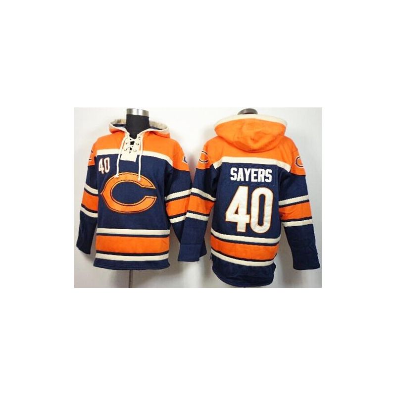 Cheap Gale Sayers Bears Hoodie From China Orange Blue I #40