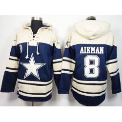 Cheap Troy Aikman Cowboys Hoodie From China Cream Blue I #8