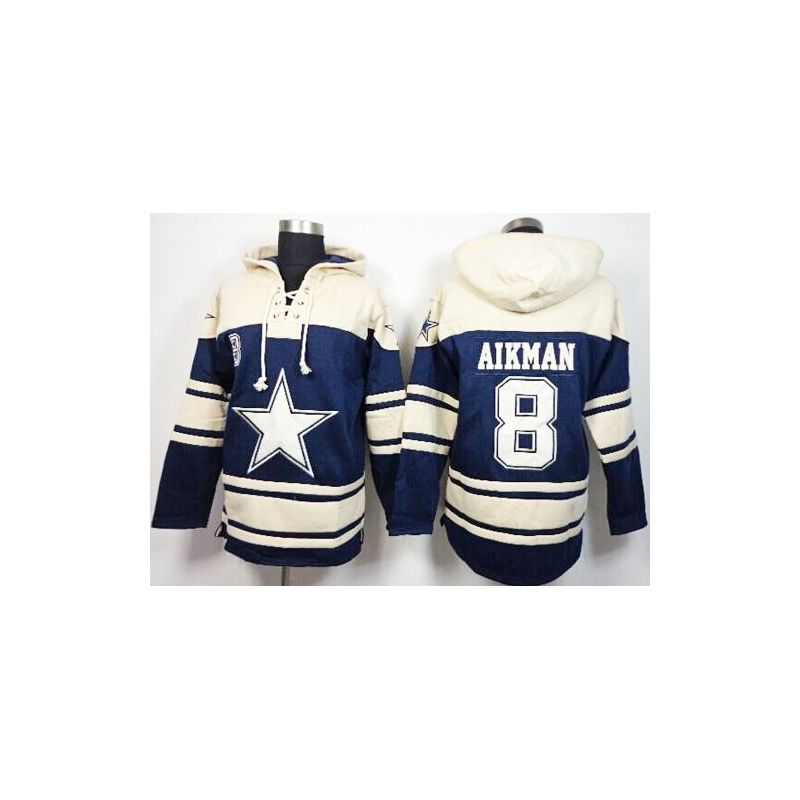 Cheap Troy Aikman Cowboys Hoodie From China Cream Blue I #8
