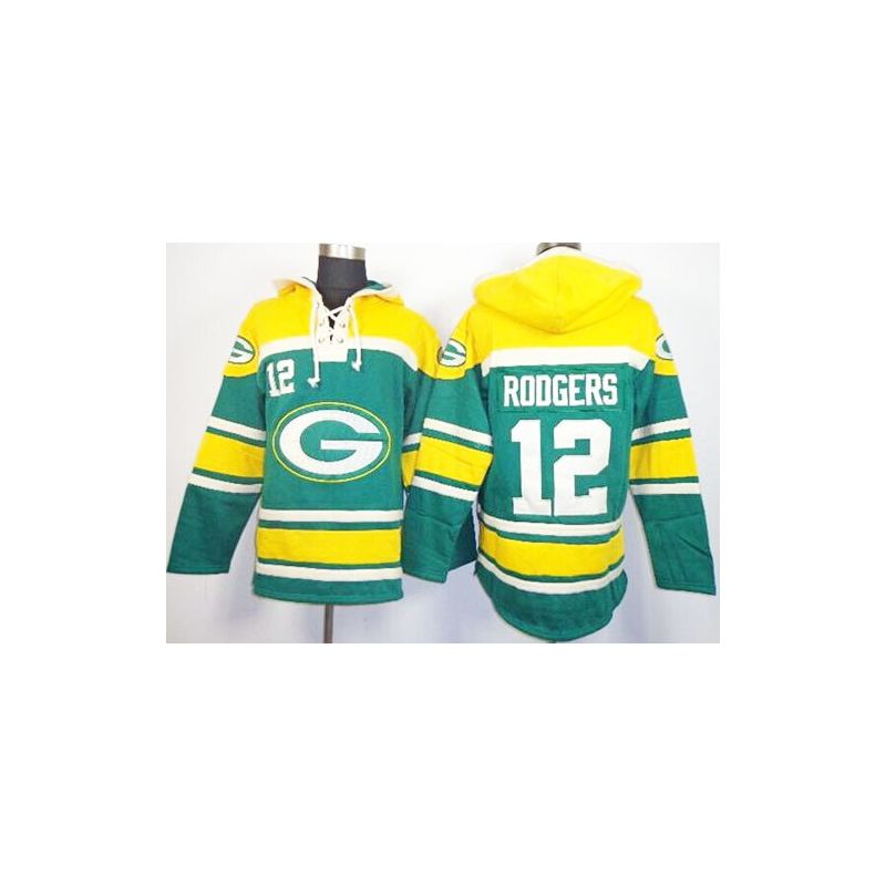 Cheap Aaron Rodgers Packers Hoodie From China Yellow Green I #12