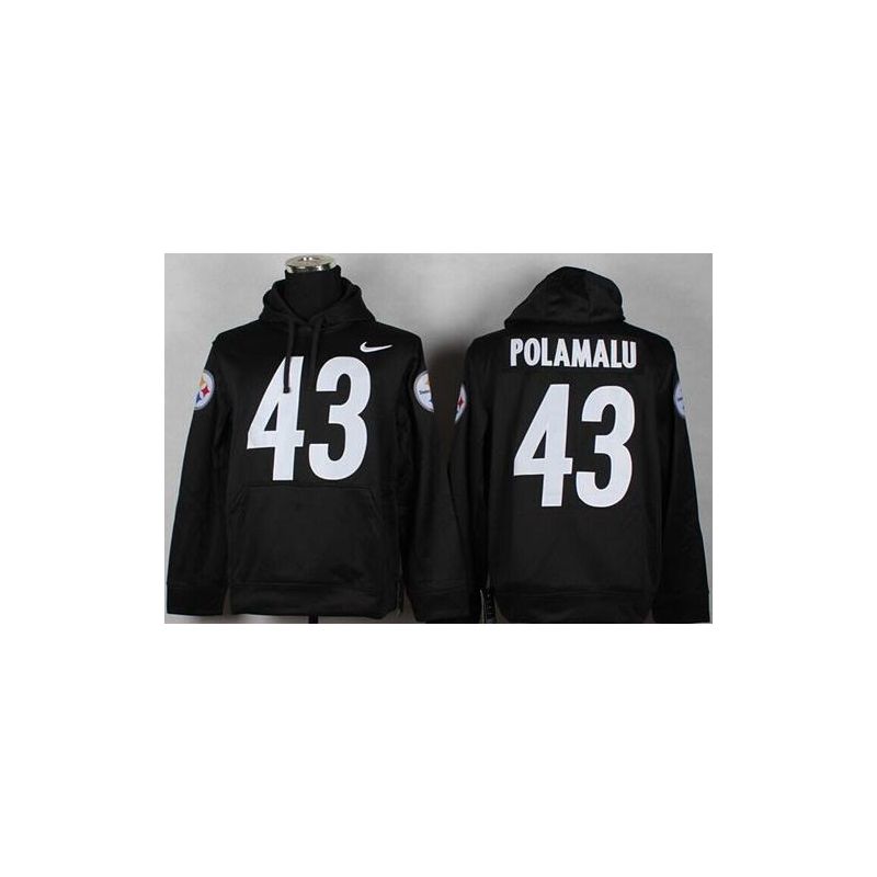 Cheap Troy Polamalu Steelers Hoodie From China Full Black I #43