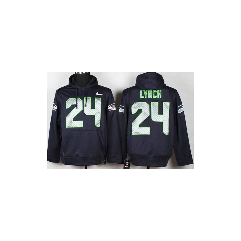 Cheap Marshawn Lynch Seahawks Hoodie From China Full Blue I #24