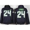 Cheap Marshawn Lynch Seahawks Hoodie From China Full Blue I #24