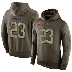 Cheap Joe Haden Browns Hoodie From China Olive Salute To Service #23