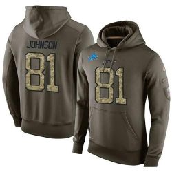 Cheap Calvin Johnson Lions Hoodie From China Olive Salute To Service #81