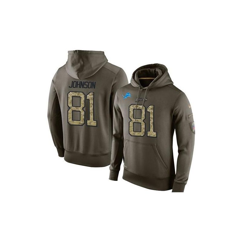 Cheap Calvin Johnson Lions Hoodie From China Olive Salute To Service #81