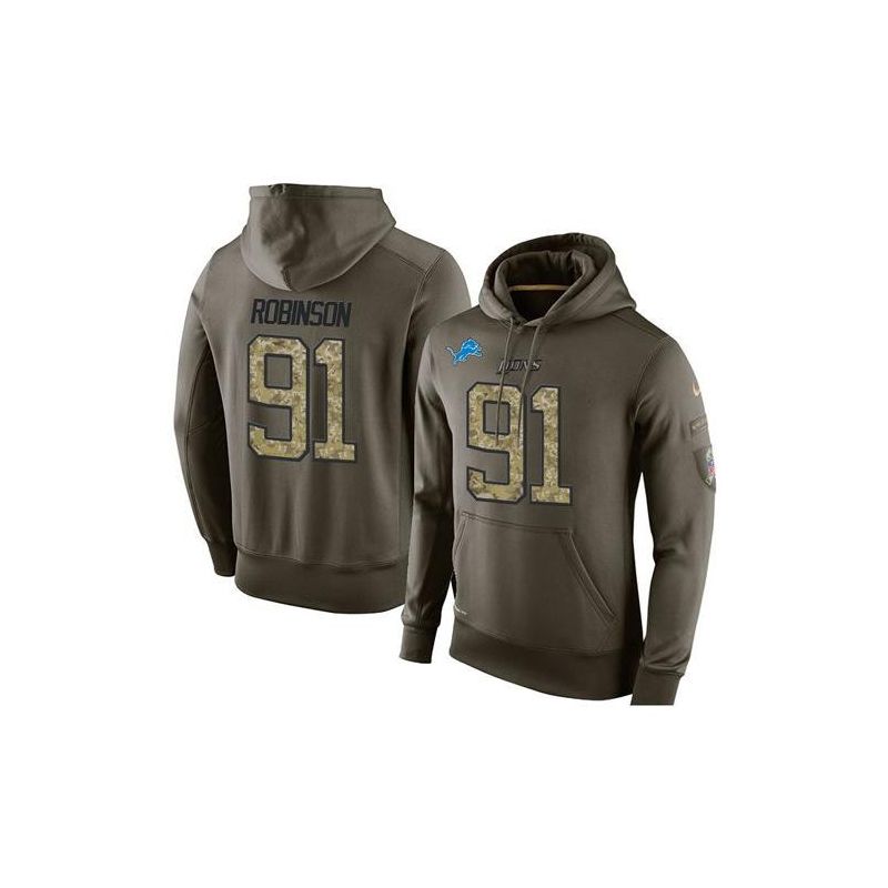 Cheap AShawn Robinson Lions Hoodie From China Olive Salute To Service #91