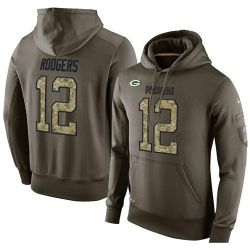 Cheap Aaron Rodgers Packers Hoodie From China Olive Salute To Service #12