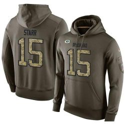 Cheap Bart Starr Packers Hoodie From China Olive Salute To Service #15