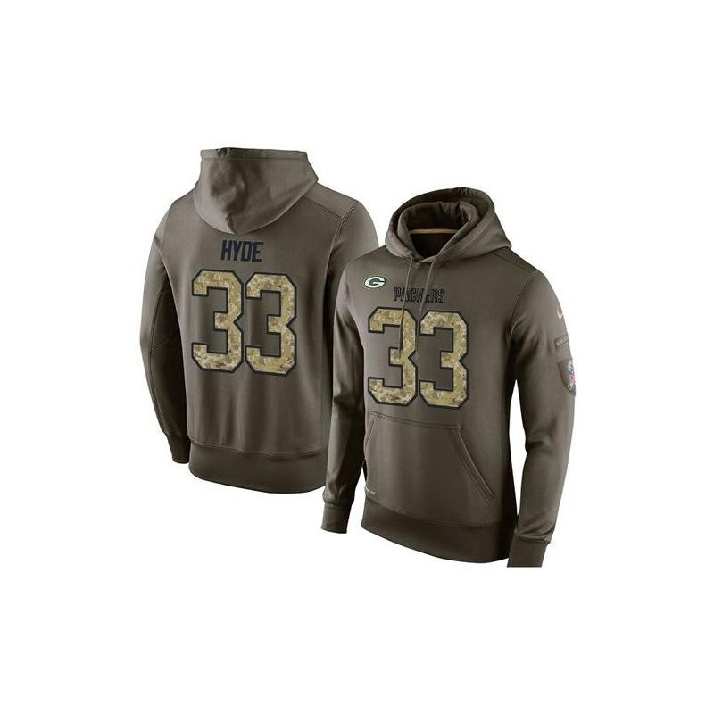 Cheap Micah Hyde Packers Hoodie From China Olive Salute To Service #33