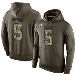 Cheap Paul Hornung Packers Hoodie From China Olive Salute To Service #5