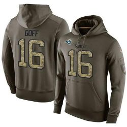 Cheap Jared Goff Rams Hoodie From China Olive Salute To Service #16