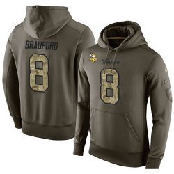 Cheap Sam Bradford Vikings Hoodie From China Olive Salute To Service #8