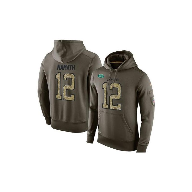 Cheap Joe Namath Jets Hoodie From China Olive Salute To Service #12