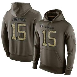Cheap Michael Crabtree Raiders Hoodie From China Olive Salute To Service #15
