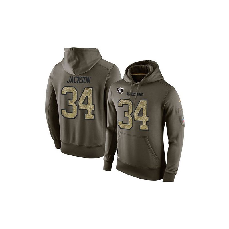 Cheap Bo Jackson Raiders Hoodie From China Olive Salute To Service #34