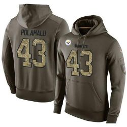 Cheap Troy Polamalu Steelers Hoodie From China Olive Salute To Service #43
