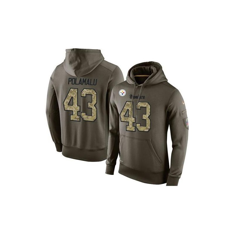 Cheap Troy Polamalu Steelers Hoodie From China Olive Salute To Service #43