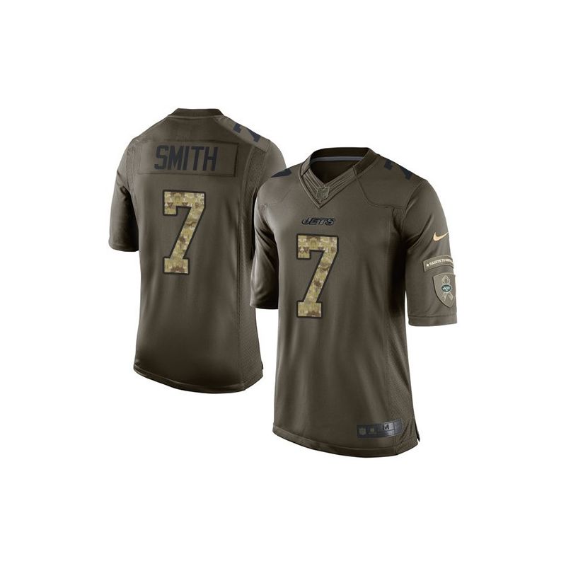 Cheap Geno Smith Jets Jersey From China Olive Salute To Service #7