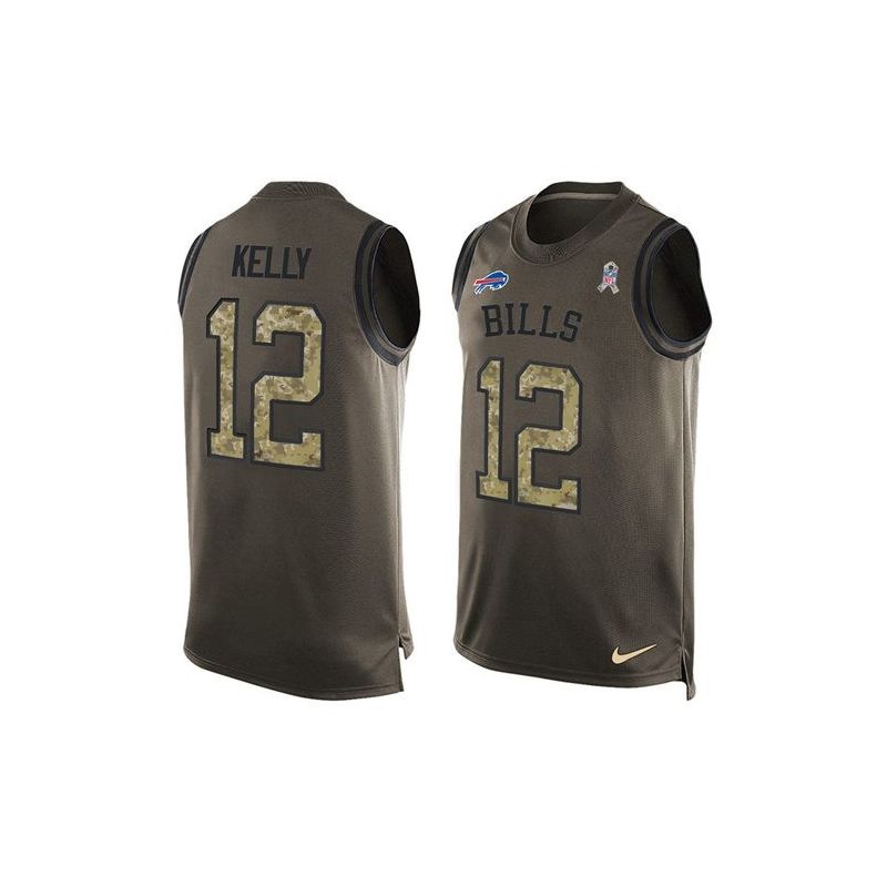 Cheap Jim Kelly Bills Tank Top From China Salute TO Service Olive #12