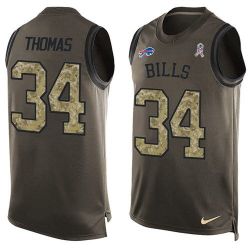 Cheap Thurman Thomas Bills Tank Top From China Salute TO Service Olive #34