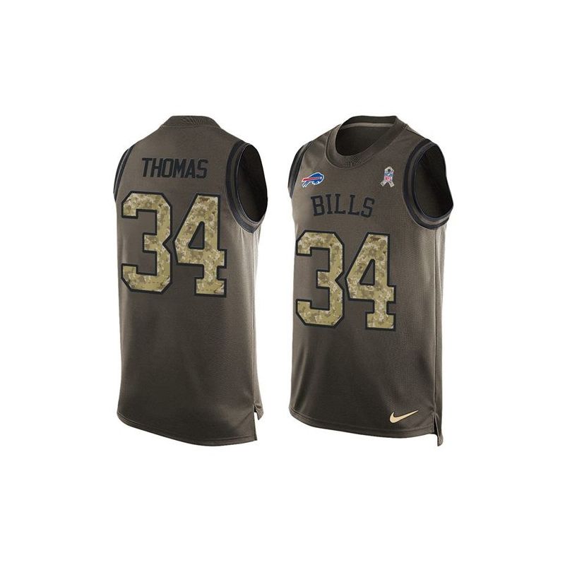 Cheap Thurman Thomas Bills Tank Top From China Salute TO Service Olive #34