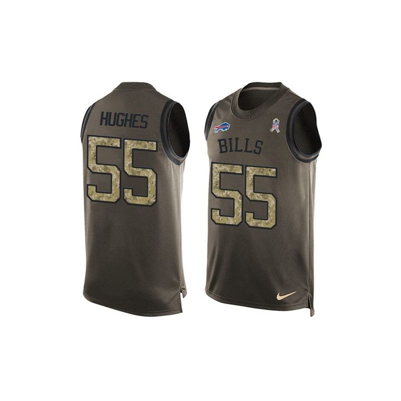 Cheap Jerry Hughes Bills Tank Top From China Salute TO Service Olive #55