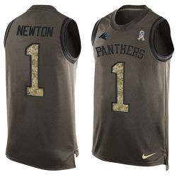 Cheap Cam Newton Panthers Tank Top From China Salute TO Service Olive #1