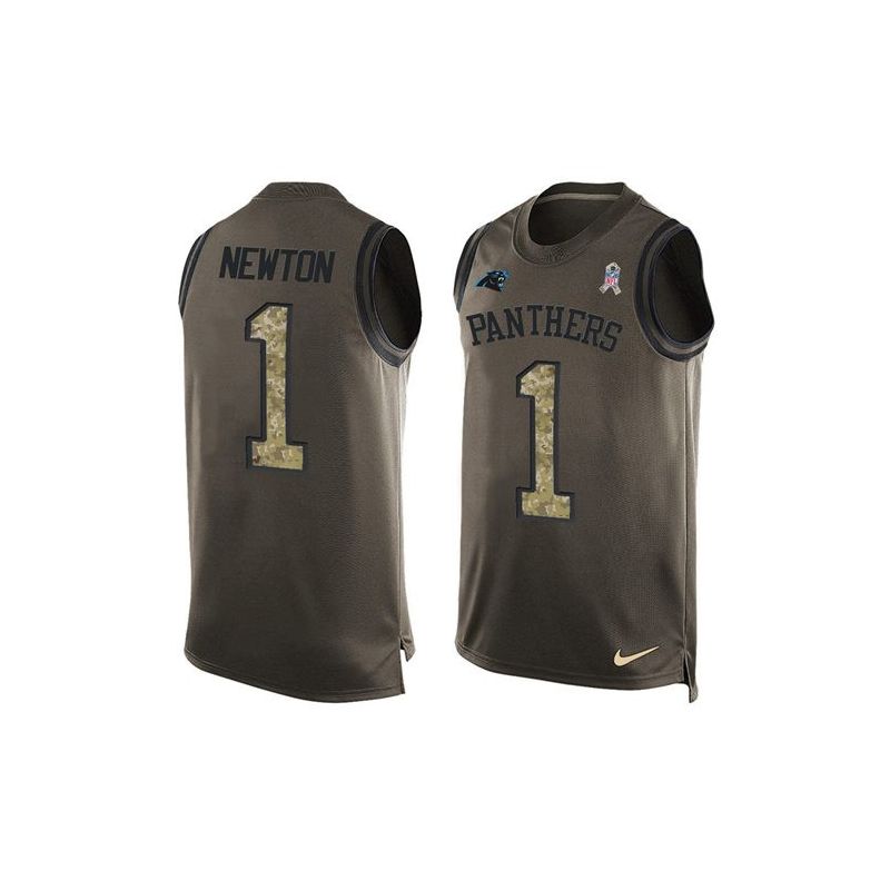Cheap Cam Newton Panthers Tank Top From China Salute TO Service Olive #1