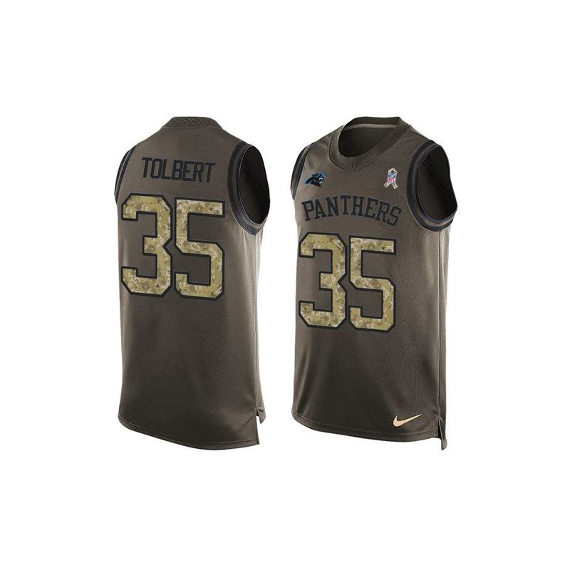 Cheap Mike Tolbert Panthers Tank Top From China Salute TO Service Olive #35