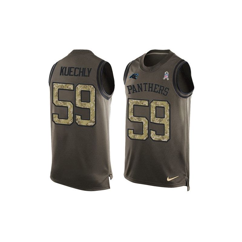 Cheap Luke Kuechly Panthers Tank Top From China Salute TO Service Olive #59