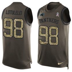 Cheap Star Lotulelei Panthers Tank Top From China Salute TO Service Olive #98