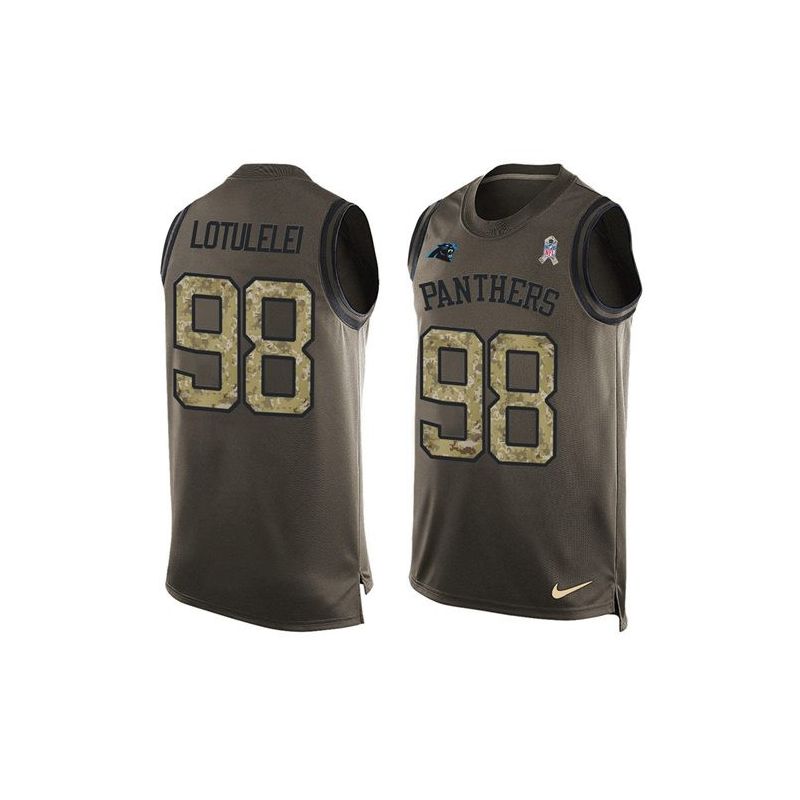 Cheap Star Lotulelei Panthers Tank Top From China Salute TO Service Olive #98
