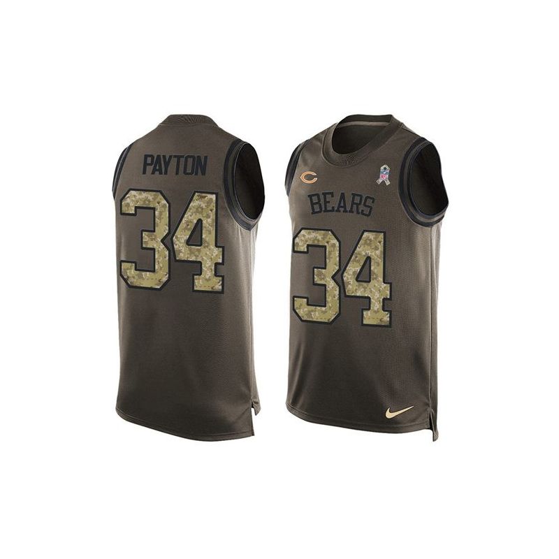 Cheap Walter Payton Bears Tank Top From China Salute TO Service Olive #34