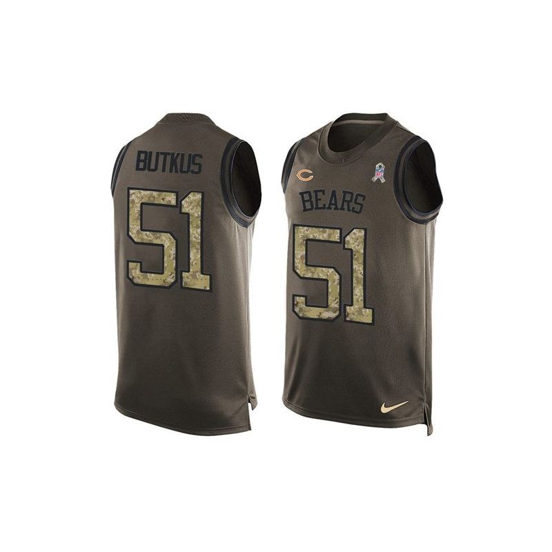 Cheap Dick Butkus Bears Tank Top From China Salute TO Service Olive #51