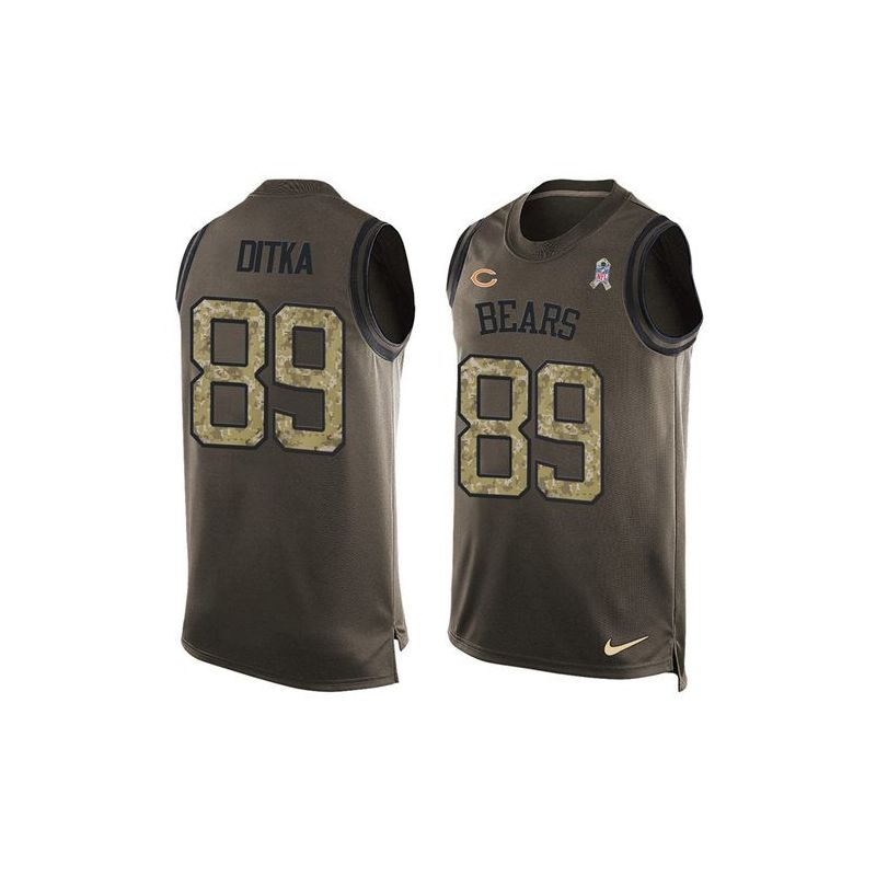 Cheap Mike Ditka Bears Tank Top From China Salute TO Service Olive #89