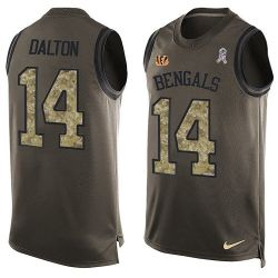 Cheap Andy Dalton Bengals Tank Top From China Salute TO Service Olive #14
