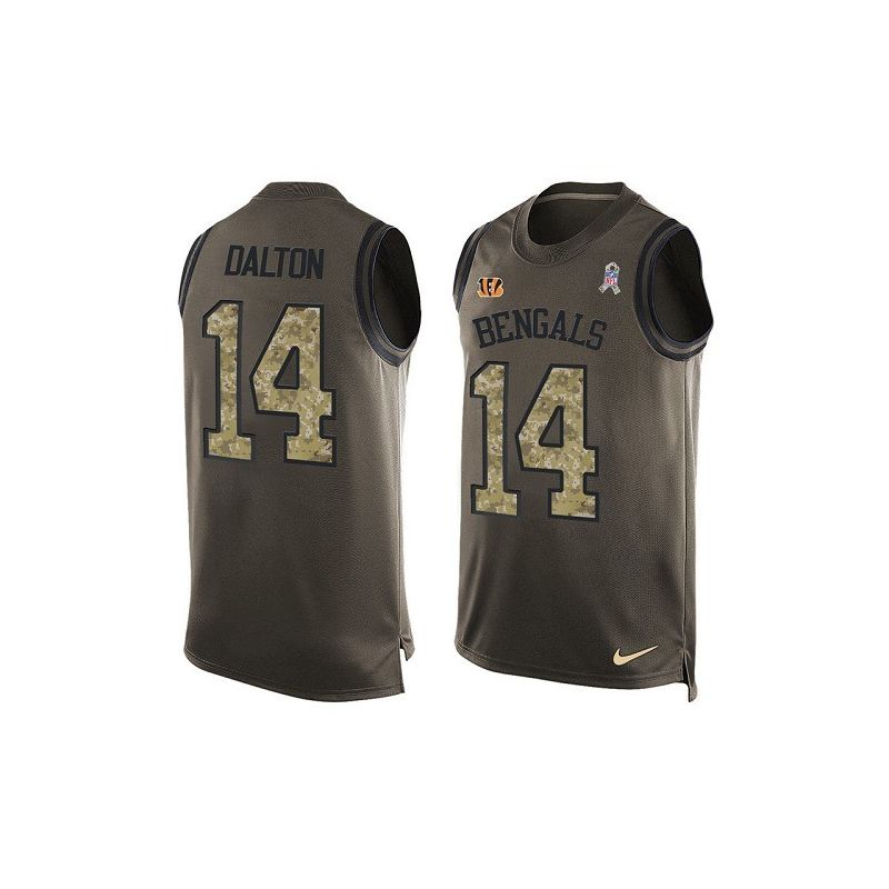 Cheap Andy Dalton Bengals Tank Top From China Salute TO Service Olive #14