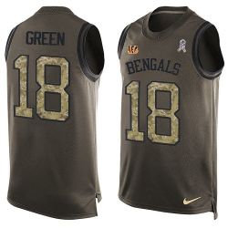 Cheap AJ Green Bengals Tank Top From China Salute TO Service Olive #18