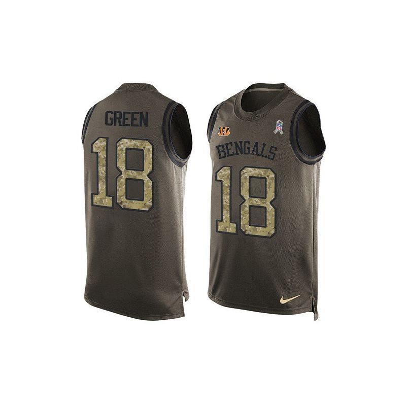 Cheap AJ Green Bengals Tank Top From China Salute TO Service Olive #18