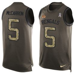 Cheap AJ McCarron Bengals Tank Top From China Salute TO Service Olive #5