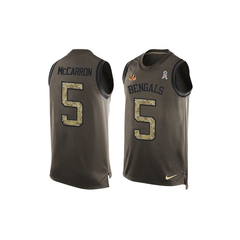 Cheap AJ McCarron Bengals Tank Top From China Salute TO Service Olive #5