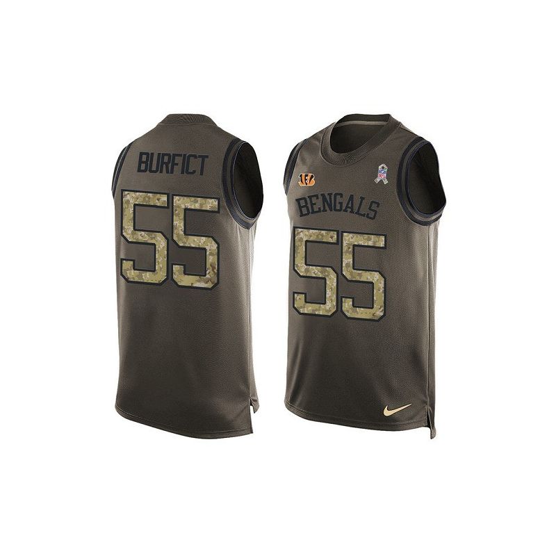 Cheap Vontaze Burfict Bengals Tank Top From China Salute TO Service Olive #55