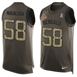 Cheap Rey Maualuga Bengals Tank Top From China Salute TO Service Olive #58