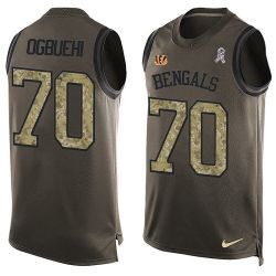 Cheap Cedric Ogbuehi Bengals Tank Top From China Salute TO Service Olive #70