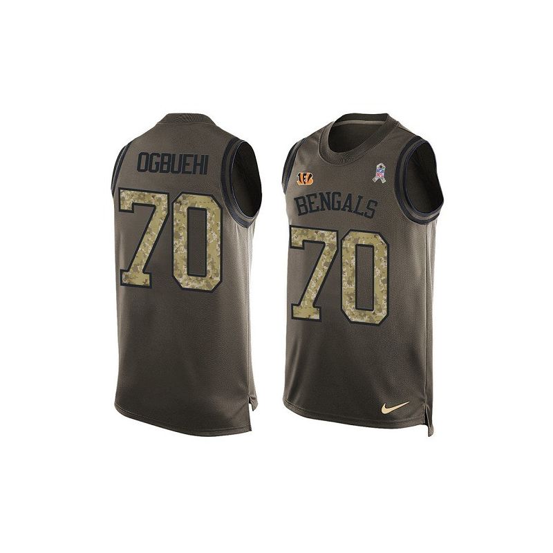 Cheap Cedric Ogbuehi Bengals Tank Top From China Salute TO Service Olive #70