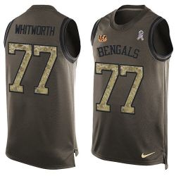 Cheap Andrew Whitworth Bengals Tank Top From China Salute TO Service Olive #77