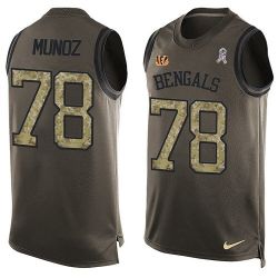 Cheap Anthony Munoz Bengals Tank Top From China Salute TO Service Olive #78