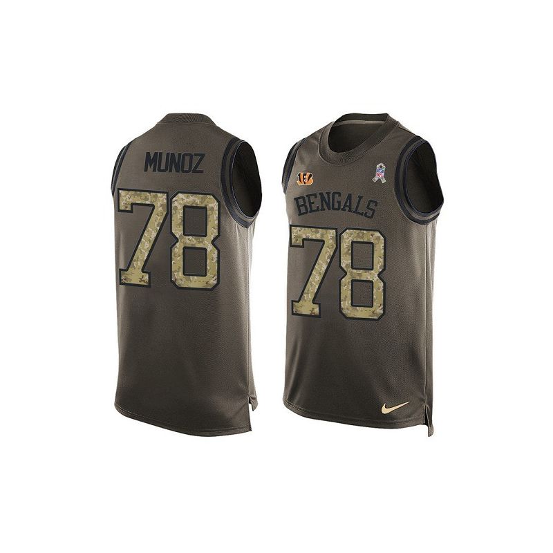 Cheap Anthony Munoz Bengals Tank Top From China Salute TO Service Olive #78